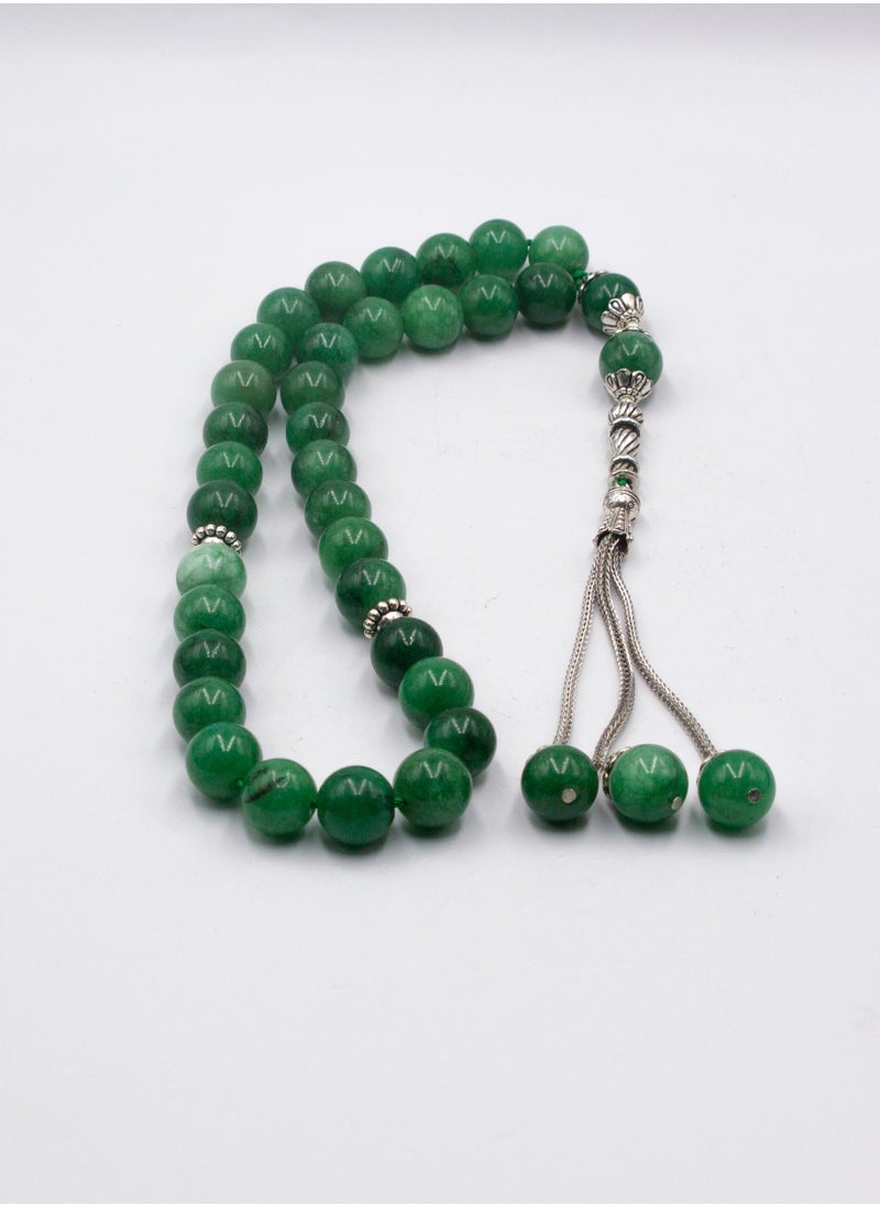 Alpine Crystals UAE - Natural Crystal Nephrite Green Jade Crystals Tasbih Prayer Beads (10mm – 33 beads) - Image 1