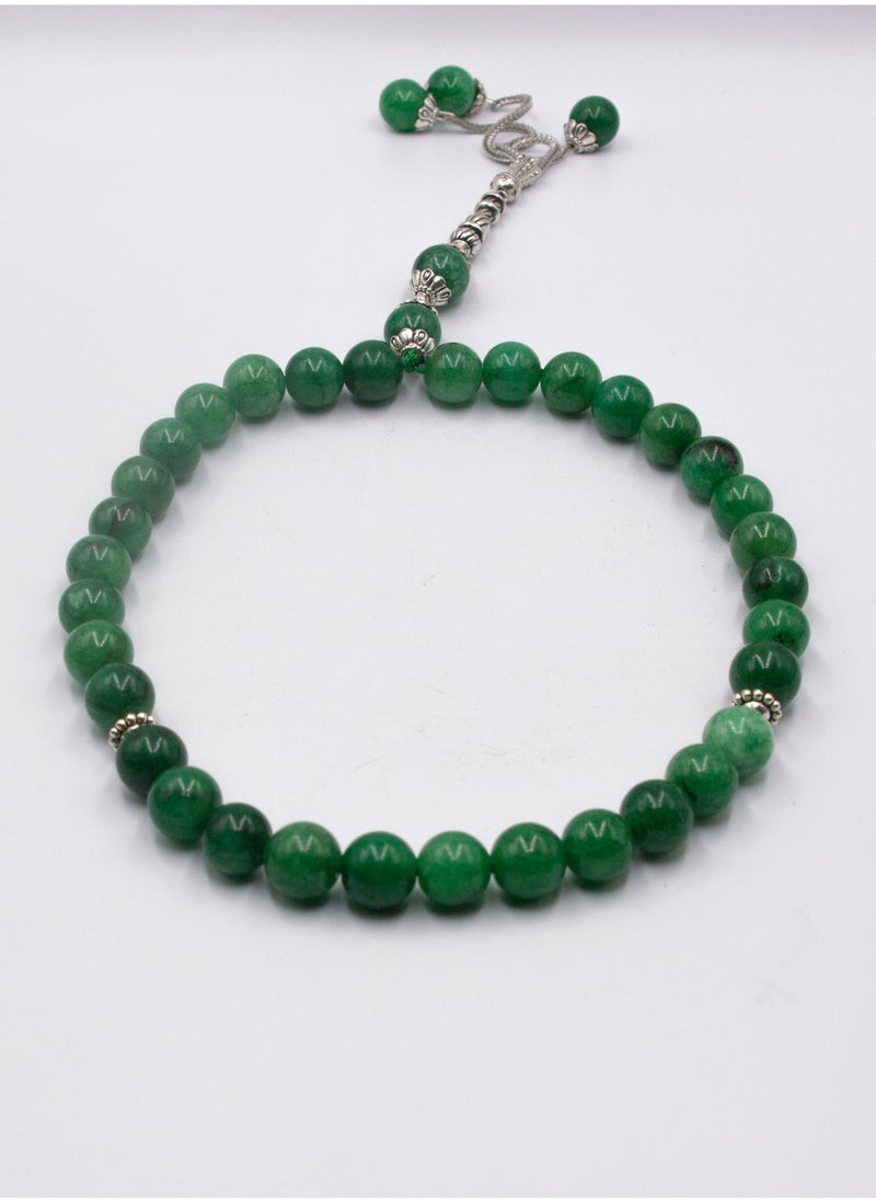 Alpine Crystals UAE - Natural Crystal Nephrite Green Jade Crystals Tasbih Prayer Beads (10mm – 33 beads) - Image 1