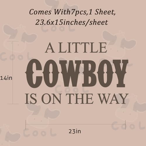 SANDOO A Little Cowboy Is On The Way Baby Shower Decal Peel and Stick - Cowboy Baby Shower Decorations,Country Western Cowboy Party Decorations for Backdrop,It Is A Boy Gender Reveal Sticker for Baby Boy - Image 2