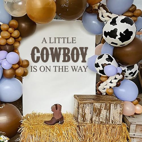 SANDOO A Little Cowboy Is On The Way Baby Shower Decal Peel and Stick - Cowboy Baby Shower Decorations,Country Western Cowboy Party Decorations for Backdrop,It Is A Boy Gender Reveal Sticker for Baby Boy - Image 1
