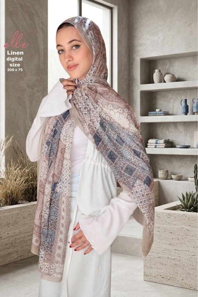 Luxury Cotton Linen Islamic Hijab Scarf for Women– Elegant Design for Daily Wear & Special Occasions – Size 200 × 75 cm