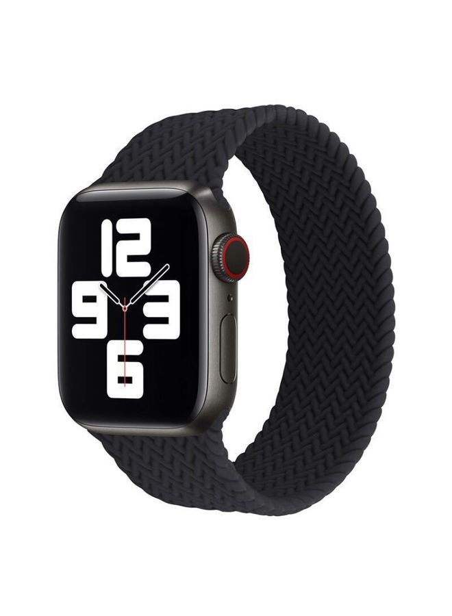 Replacement Strap Single-turn Woven Pattern Silicone Watch Band For Apple Watch Ultra 49mmWatch Ultra 2 49mm / Series 987 45mm / SE 3SE 26SE54 44mm / 321 42mm, Size:M Black