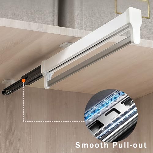 MAFAGE Pull Out Closet Valet Rod, Adjustable Sliding Heavy Duty Steel Top Mounted Clothes Storage Hanger Rail for Closet Wardrobe (347mm/13.7inch) - Image 5