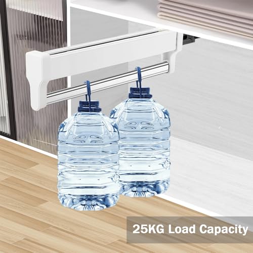 MAFAGE Pull Out Closet Valet Rod, Adjustable Sliding Heavy Duty Steel Top Mounted Clothes Storage Hanger Rail for Closet Wardrobe (347mm/13.7inch) - Image 4