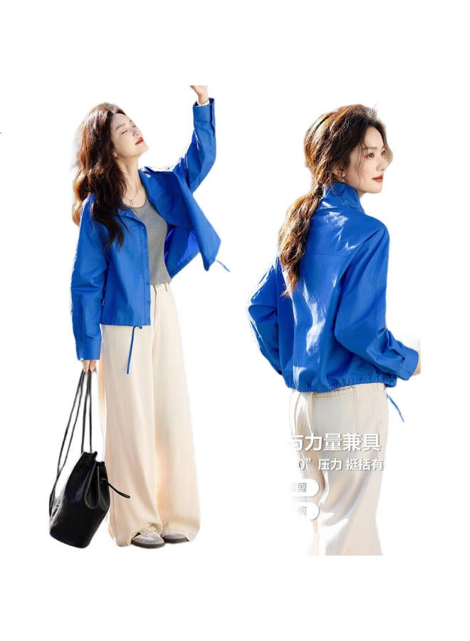 dme Demana [Bathed In Sunshine] Spring And Autumn Lightweight Outdoor Sun Cotton Stand-Collar Button-Up Concealing Petite Short Women'S Jacket - Image 1