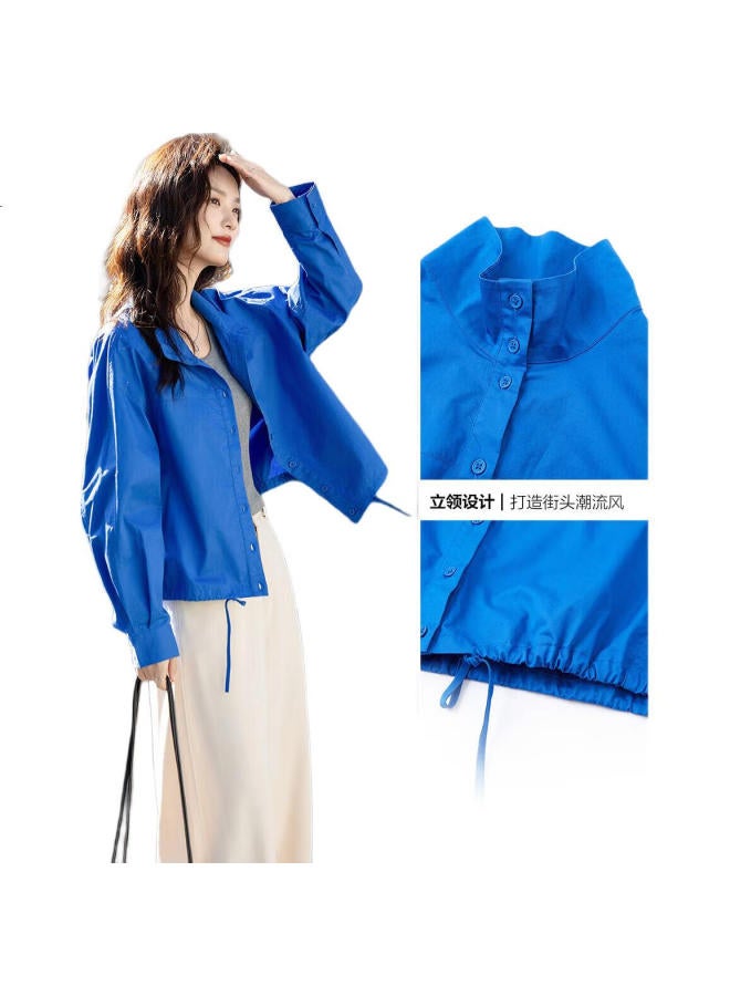 dme Demana [Bathed In Sunshine] Spring And Autumn Lightweight Outdoor Sun Cotton Stand-Collar Button-Up Concealing Petite Short Women'S Jacket - Image 2