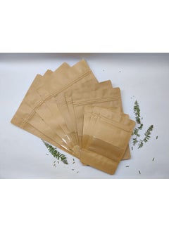 NIRAV ENTERPRISE NIRAV ENTERPRISE Kraft Paper Stand up zipper pouches with Window pack of 50 pcs 135MM200MM80 MM BOTTOM GAZETTE 40MM40MM  - Image 4