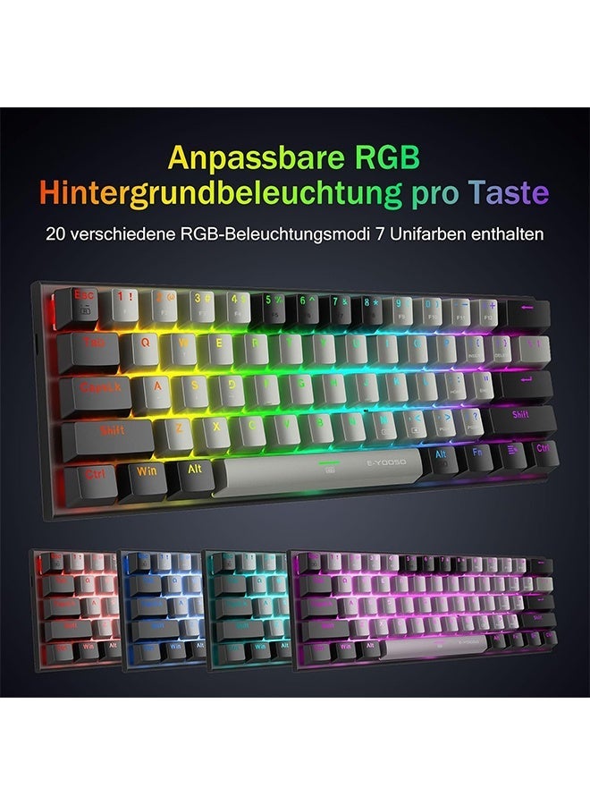 إي-يوسو لوحة مفاتيح ميكانيكية سلكية Z-11 بإضاءة خلفية RGB - مفاتيح حمراء، خاصية منع التداخل، 61 مفتاحًا، تصميم صغير الحجم للألعاب/المكتب - Image 5