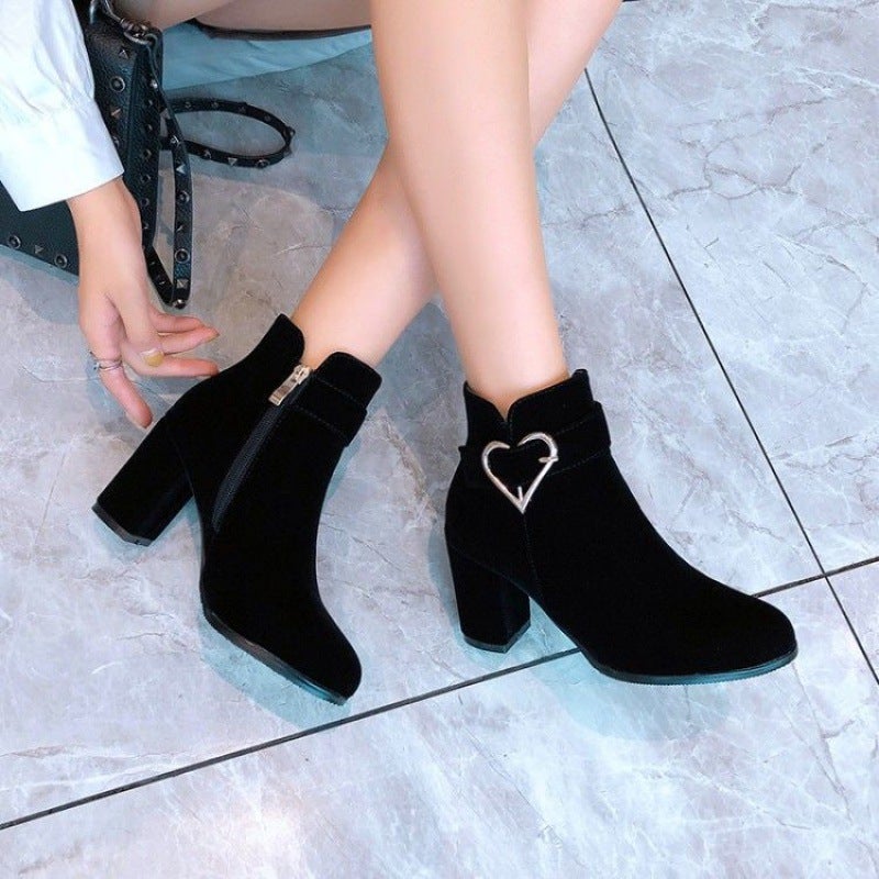 Fashion Boots Red Autumn Wedding Womens Short Heels Black