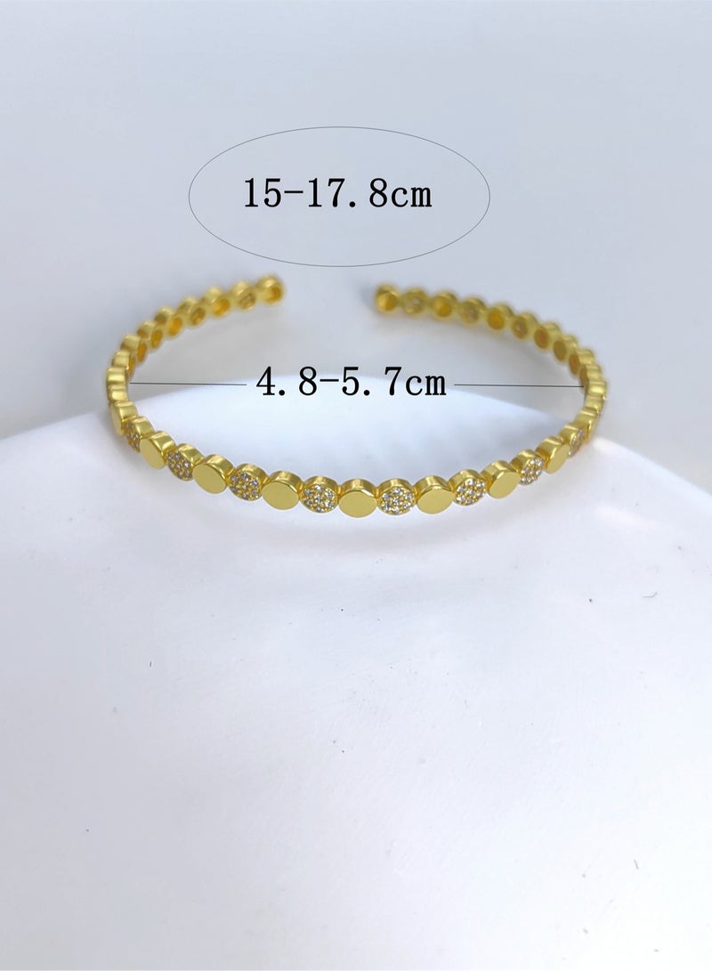 A 925 sterling silver plated gold bracelet with a standing zirconia inlaid, with a gift box for a date gift, versatile any girl.  - Image 4