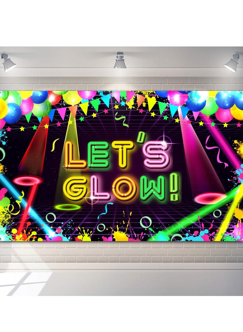 Excefore لوازم تزيين حفلة ديسكو، قماش خلفية حفلة نيون المتلألئة، خلفية حفلة عيد ميلاد، تزيين حفلة عيد ميلاد بنمط نيون للحفلة، 5.9 × 3.6 قدم - Image 1