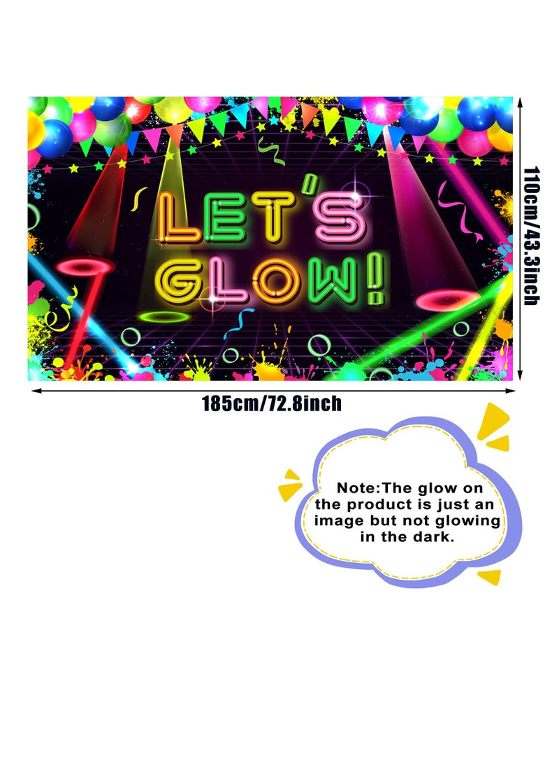 Excefore لوازم تزيين حفلة ديسكو، قماش خلفية حفلة نيون المتلألئة، خلفية حفلة عيد ميلاد، تزيين حفلة عيد ميلاد بنمط نيون للحفلة، 5.9 × 3.6 قدم - Image 3