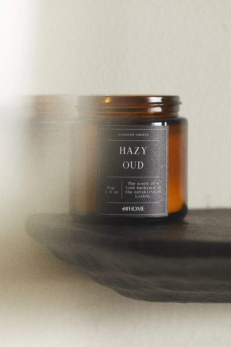 اتش اند ام Small scented candle in glass holder