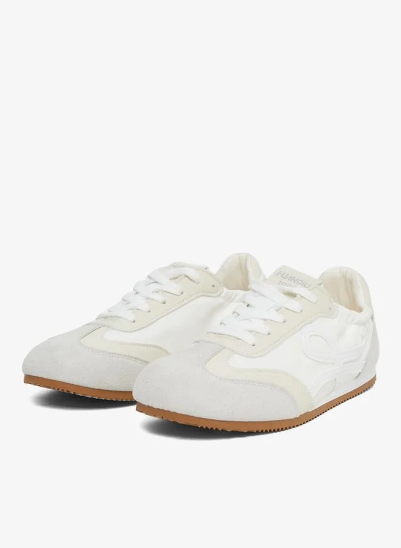 Styli Active White Retro Lace Up Sneakers for Women | Best Price UAE