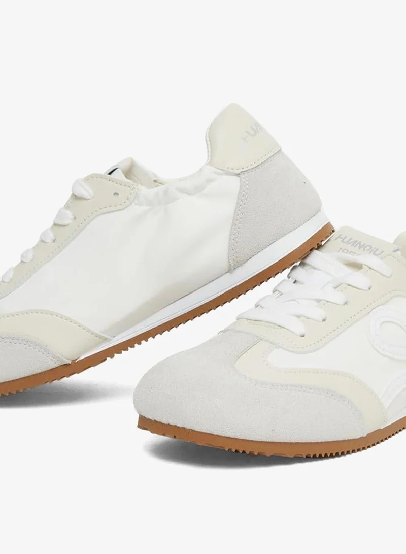 Styli Active White Retro Lace Up Sneakers for Women | Best Price UAE
