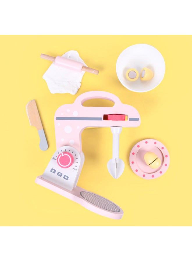 ألعاب المطبخ الخشبية للأطفال محاكاة بيت اللعب مجموعة مكونة من 6 قطع مجموعة مكونة من 14 قطعة للأولاد والبنات مجموعة الطبخ الكهربائية - اللون: خلاط BBB-وردي - Image 1