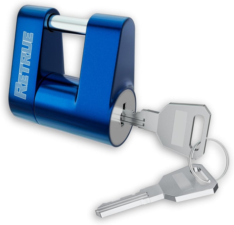 RETRUE Trailer Tongue Coupler Lock, Trailer Hitch Lock,Dia 1/4 Inch, 3/4 Inch Span for Tow Boat RV Truck Car's Coupler, Blue - Image 1