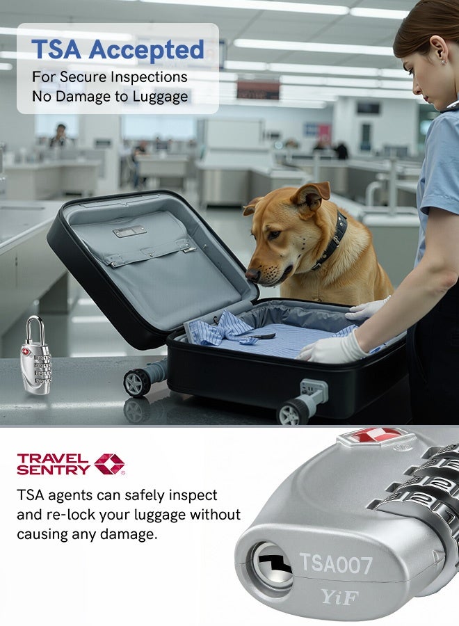بشكل مختصر [عبوة من قطعتين] أقفال أمتعة معتمدة من إدارة أمن النقل (TSA)، قفل بأربعة أرقام مع هيكل من السبائك المعدنية، قفل TSA لحقائب السفر، حقائب السفر، الخزائن، الصالات الرياضية، أقفال الدراجات أو غيرها - Image 3