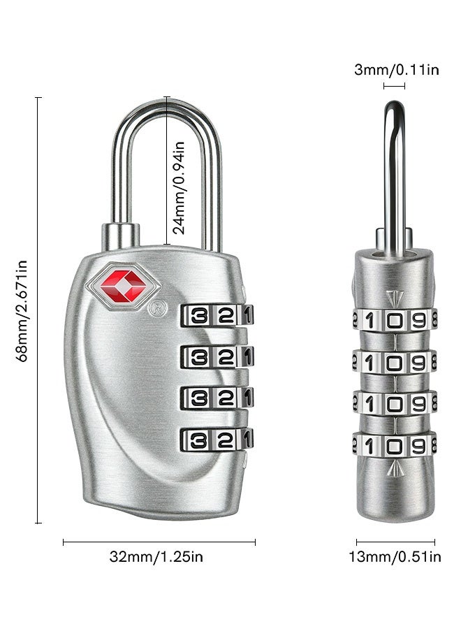بشكل مختصر [عبوة من قطعتين] أقفال أمتعة معتمدة من إدارة أمن النقل (TSA)، قفل بأربعة أرقام مع هيكل من السبائك المعدنية، قفل TSA لحقائب السفر، حقائب السفر، الخزائن، الصالات الرياضية، أقفال الدراجات أو غيرها - Image 2