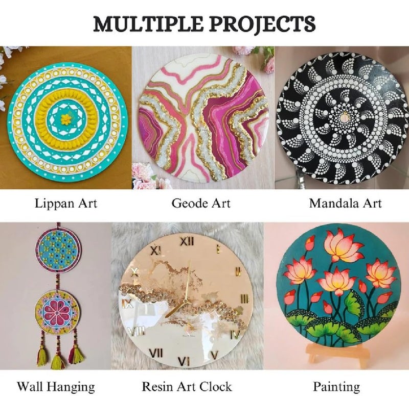 Rise-N-Shine Rise n Shine MDF Board Cutouts - 22 Inch 4mm Thick Circle Boards Set Of 2 | MDF Board for Lippan Art, Resin, Mandala, Painting & Art and Craft | Premium Round Pine Wood Slices for Artists and Students - Image 3