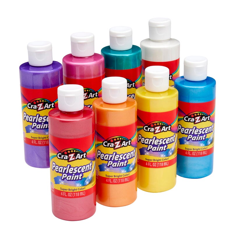 CraZArt Washable Pearlescent Paint Bulk Pack 8ct Assorted Colors 4oz each bottle - Image 2