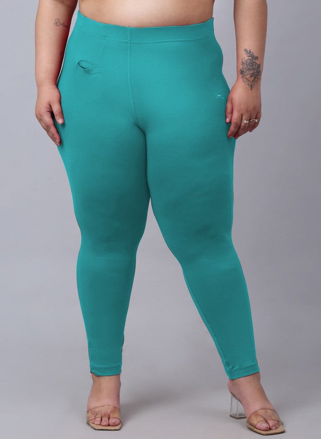 Trend Level Women Plus Size Super Easy Wash Regular Fit Cotton Cigarette Trousers - Image 1