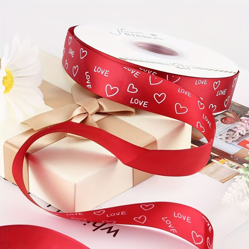 1181 Foot Love Print Ribbon Claret Suitable For Valentine Day Cake Wrapping DIY Bow Gift Wrapping And Bouquet Decoration - Image 1