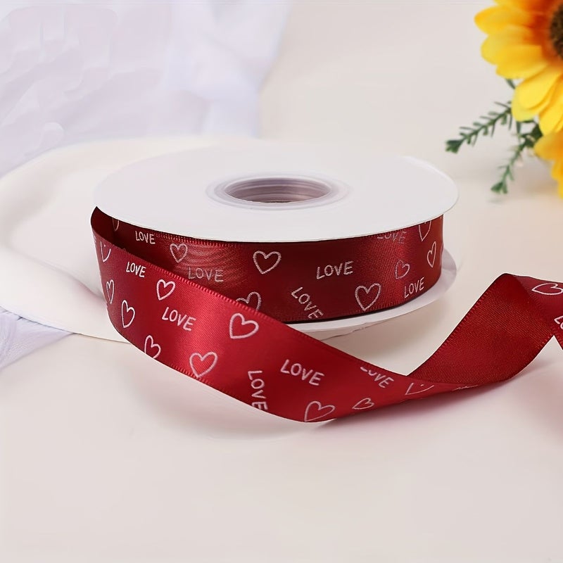 1181 Foot Love Print Ribbon Claret Suitable For Valentine Day Cake Wrapping DIY Bow Gift Wrapping And Bouquet Decoration - Image 5