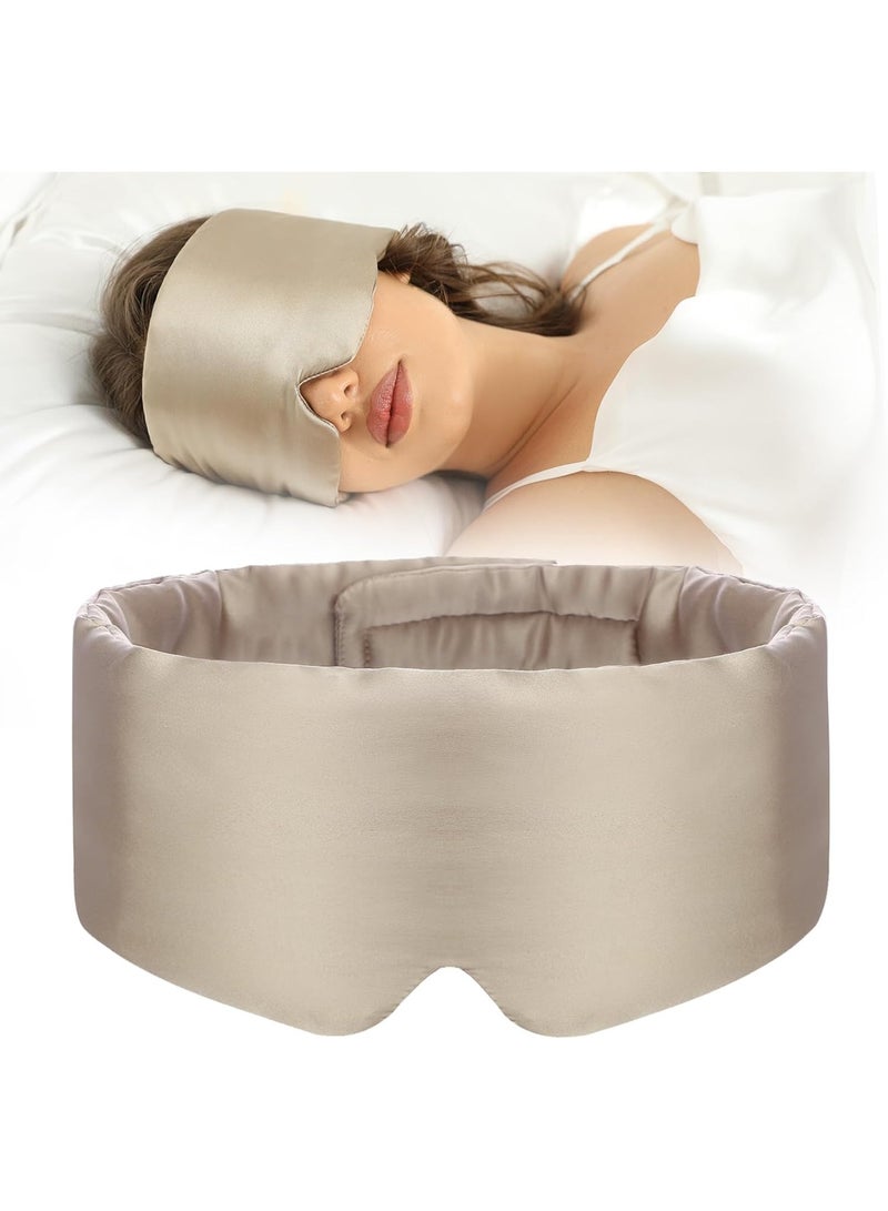 قناع نوم من حرير التوت للنساء والرجال مع رباط قابل للتعديل، لقيلولة النوم على الجنب، قناع نوم معتم للسفر والراحة والمكتب - Image 1