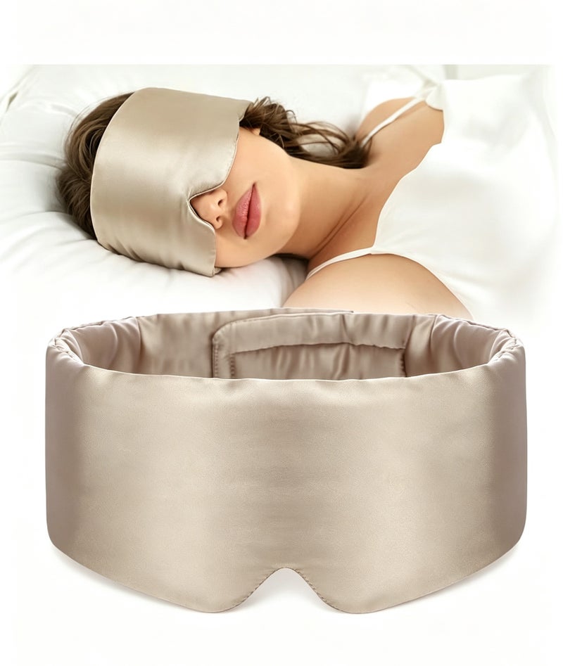 Mulberry Silk Sleep Mask Eye Mask for Women Man with Adjustable Band, for Side Sleeper Blackout Sleep Mask for Travel Rest and Office - Image 1