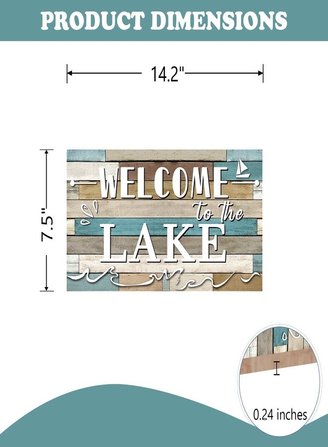 Bolisom Welcome to The Lake Front Door Sign, Farmhouse Lake House Wood Hanger Outdoor Outside Porch Home Decor, Rustic Nautical Boat Wooden Wreath Indoor Wall Hanging Decoration - Image 2