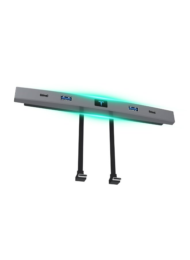 أتش بي أس قاعدة توصيل (Docking Station) لأكسسوارات تسلا موديل Y و3 – موزع USB 4 في 1 مزود بإضاءة LED ومستشعر ذكي – لون أسود - Image 1