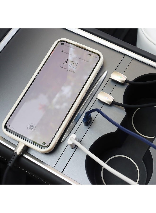 أتش بي أس قاعدة توصيل (Docking Station) لأكسسوارات تسلا موديل Y و3 – موزع USB 4 في 1 مزود بإضاءة LED ومستشعر ذكي – لون أسود - Image 3