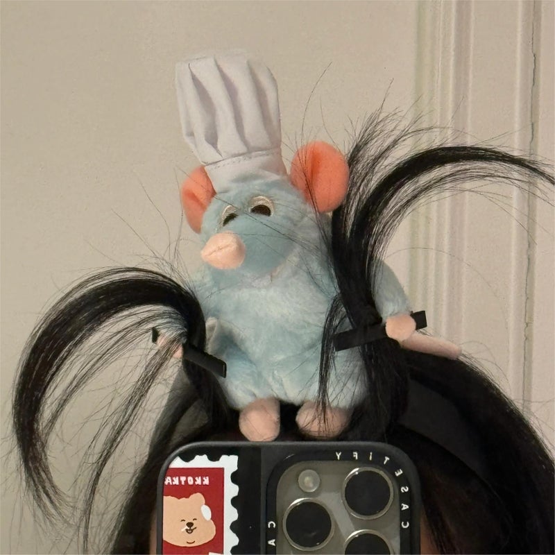 Generic Ratatouille Hairband Cute Plush Mouse Face Wash Hair Accessories Womens Hairpin Bundle High Cranial Top Cute Girls Headwear Ratatouille 