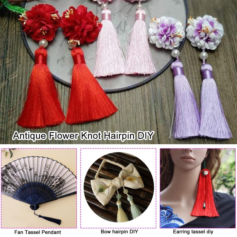 FZBNSRKO 20 Pcs Small Craft Tassels,Mini Tassel with Beads,4.5" Inch Assorted Colors Tassels for Jewelry Making Crafts DIY Earring Bookmark Supplies - Image 5