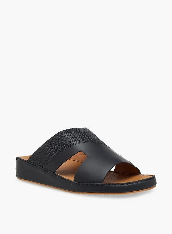 DUCHINI Men Textured Leather Arabic Sandals