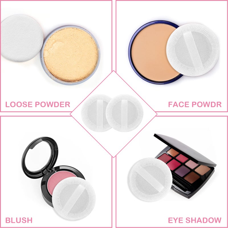 Sibba Loose Powder Puff 12 Pieces Round Velour Face Makeup Compact Body Container Setting Pressed Blending Foundation Cream Make Up Ribbon Strap Sponge Cushion Applicator (White) - Image 3