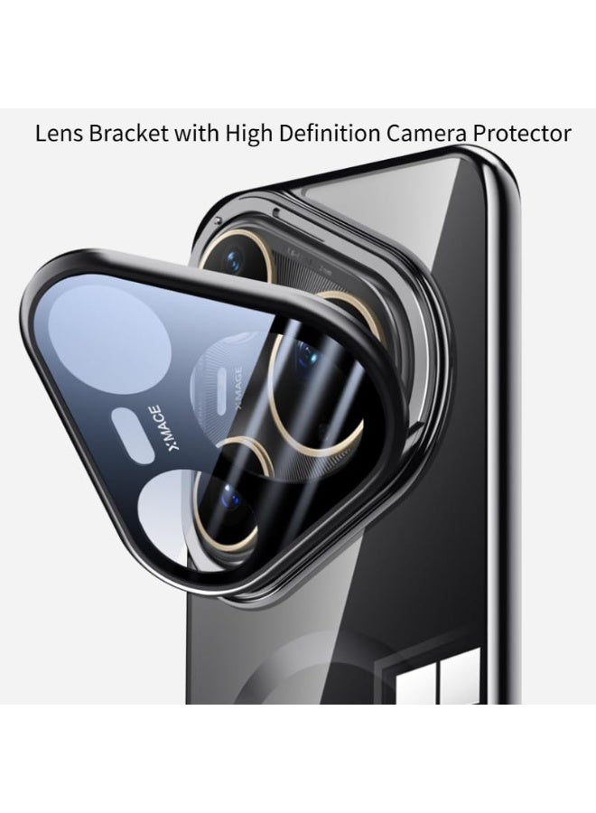 عام غطاء مغناطيسي لهواوي بورا 80 الترا 5G 【يدعم الشحن اللاسلكي】 - حامل كاميرا معدني مع فيلم حماية شامل للعدسات، غطاء شفاف مطلي مقاوم للصدمات - Image 2