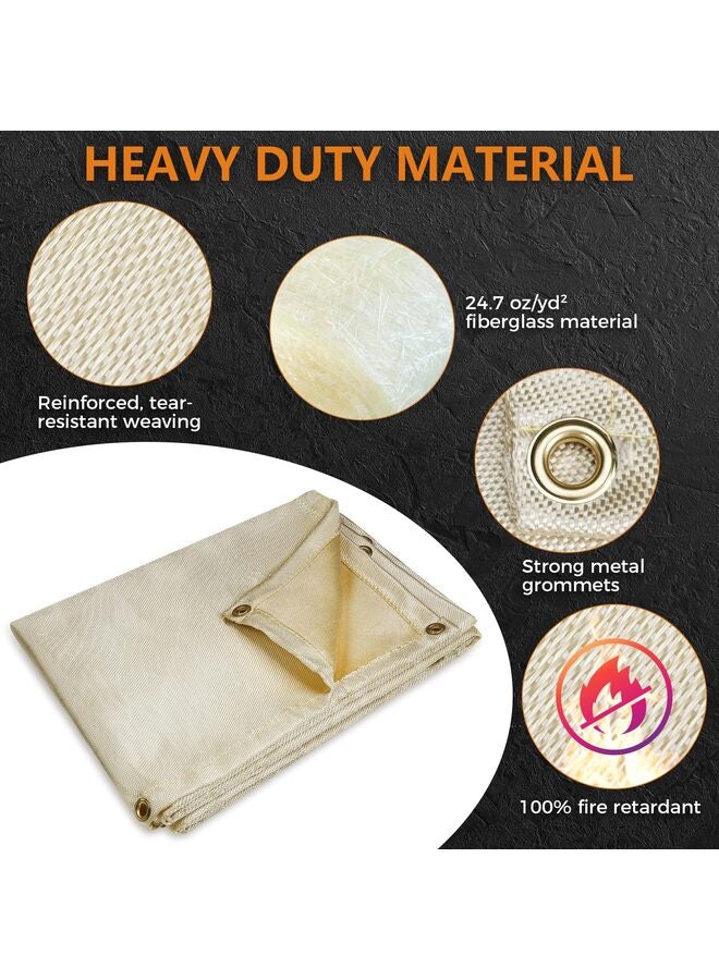 2 Pcs Fire Blanket, 4 Ft X 6 Ft Welding Blanket, Fire Retardant Insulation Blanket Set with Hand Protection Gloves, Heavy-Duty Fiberglass Blanket, Hanging Welding Curtain - Image 2