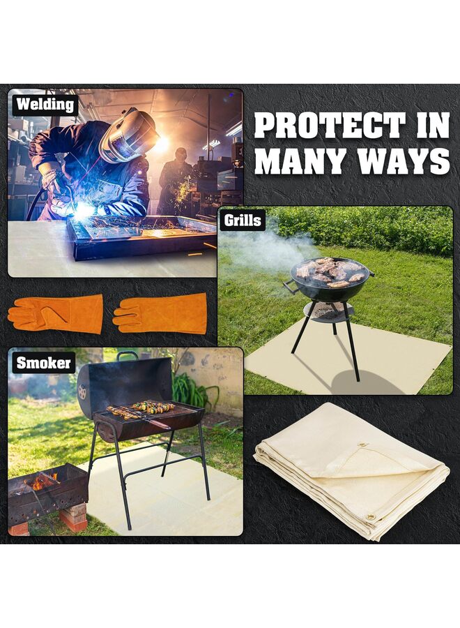 2 Pcs Fire Blanket, 4 Ft X 6 Ft Welding Blanket, Fire Retardant Insulation Blanket Set with Hand Protection Gloves, Heavy-Duty Fiberglass Blanket, Hanging Welding Curtain - Image 3