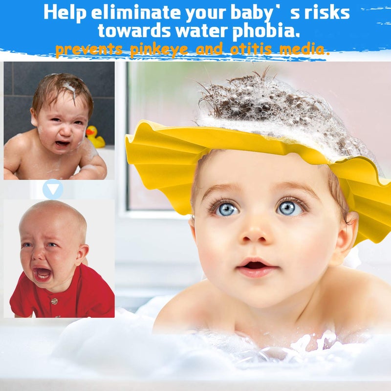 Gimilife (Yellow) - Baby Shower Cap, Baby Bath Visor Baby Shower Head Protector Hat Shampoo Bath Shower Wash Hair Shield Cap Bathing Shampoo Shower Protection Hat for Baby Bathroom Safety (Yellow) - Image 2