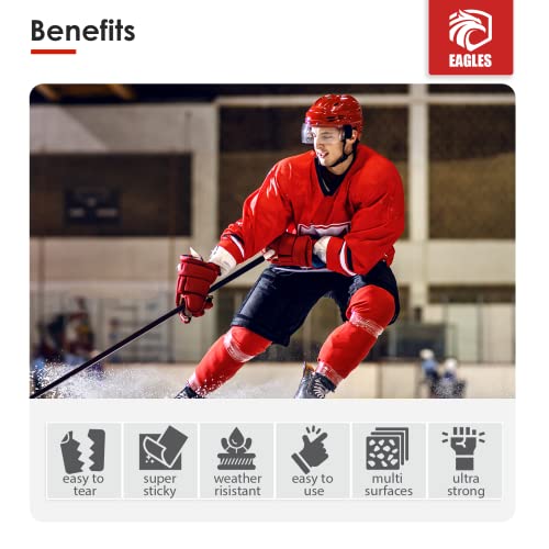 EAGLES Bulk Hockey Tape 1 or 6 Pack Black, White or Clear Multipurpose Tape Roll - Strong Adhesive - Durable Cloth or PVC Tape - Hokey Sports Gifts, Accessories, Equipment, Gear - Image 2
