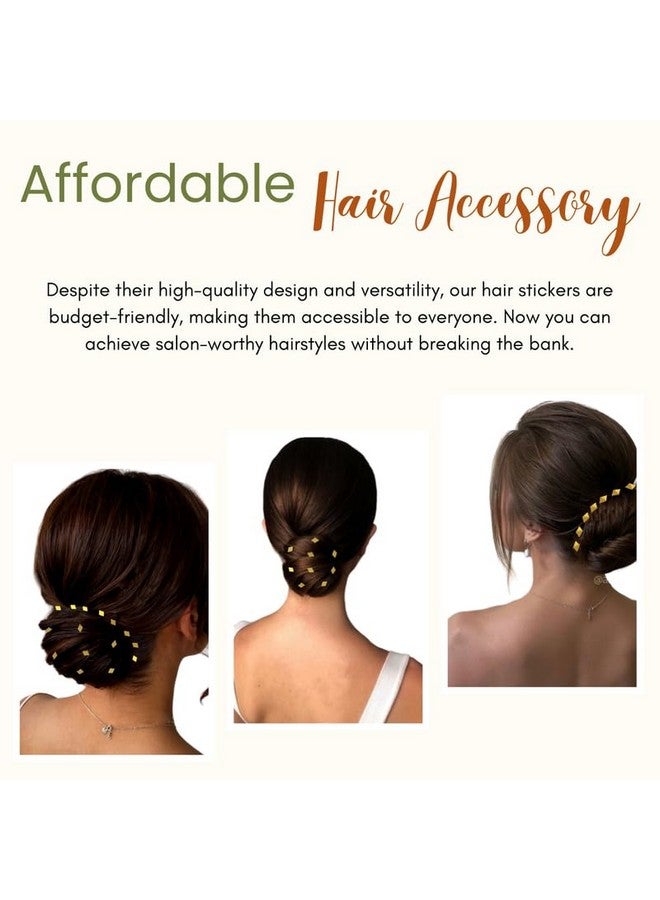 توهج الشعر ملصق شعر على شكل معين: زينة سهلة الصنع، 50 قطعة لتصفيف الشعر متعدد الاستخدامات، إكسسوارات شعر - 2769، ذهبي - Image 2