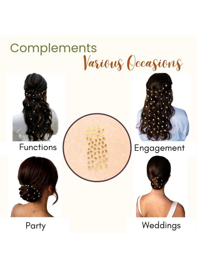 توهج الشعر ملصق شعر على شكل معين: زينة سهلة الصنع، 50 قطعة لتصفيف الشعر متعدد الاستخدامات، إكسسوارات شعر - 2769، ذهبي - Image 3