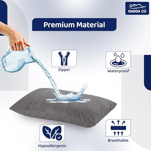GADDA CO Waterproof Pillow Protector Covers Pack of 2, Ultra Soft Cotton Terry Fabric, 220+ GSM, Dustproof & Breathable Pillow Covers, Dust Mite & Bed Bug Protection,Standard Size 18 x 28 Inches, Grey - Image 2