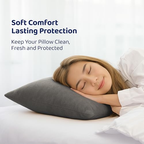 GADDA CO Waterproof Pillow Protector Covers Pack of 2, Ultra Soft Cotton Terry Fabric, 220+ GSM, Dustproof & Breathable Pillow Covers, Dust Mite & Bed Bug Protection,Standard Size 18 x 28 Inches, Grey - Image 5