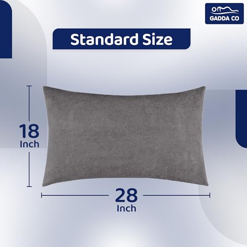 GADDA CO Waterproof Pillow Protector Covers Pack of 2, Ultra Soft Cotton Terry Fabric, 220+ GSM, Dustproof & Breathable Pillow Covers, Dust Mite & Bed Bug Protection,Standard Size 18 x 28 Inches, Grey - Image 3