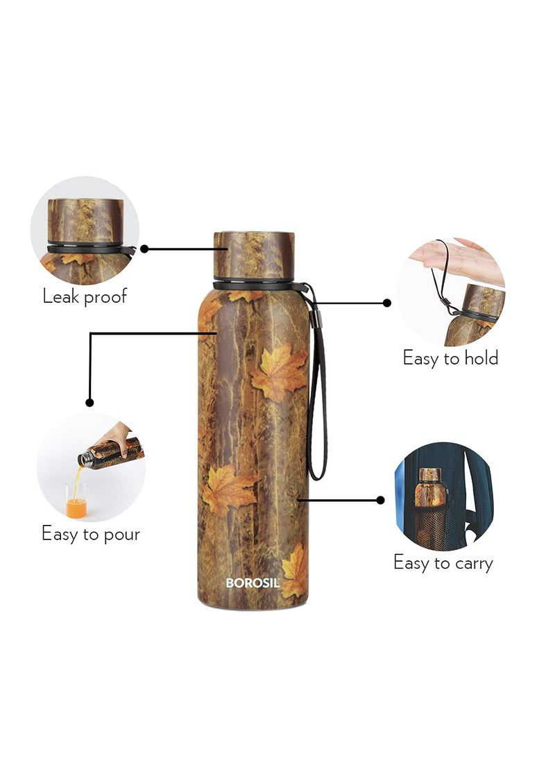 BOROSIL Borosil Hydra Trek Mapple 700 ml Stainless Steel Water Bottle | Double Wall Vacuum Insulated Flask, Green | 20 Hours Hot & 24 Hours Cold | Ideal for Personal & Corporate Gifting | 1 Year Warranty  - Image 4