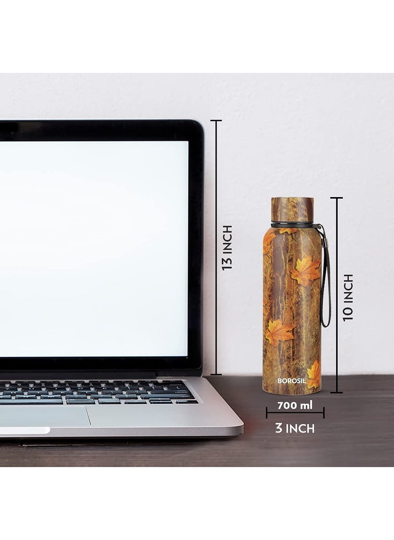 BOROSIL Borosil Hydra Trek Mapple 700 ml Stainless Steel Water Bottle | Double Wall Vacuum Insulated Flask, Green | 20 Hours Hot & 24 Hours Cold | Ideal for Personal & Corporate Gifting | 1 Year Warranty  - Image 2