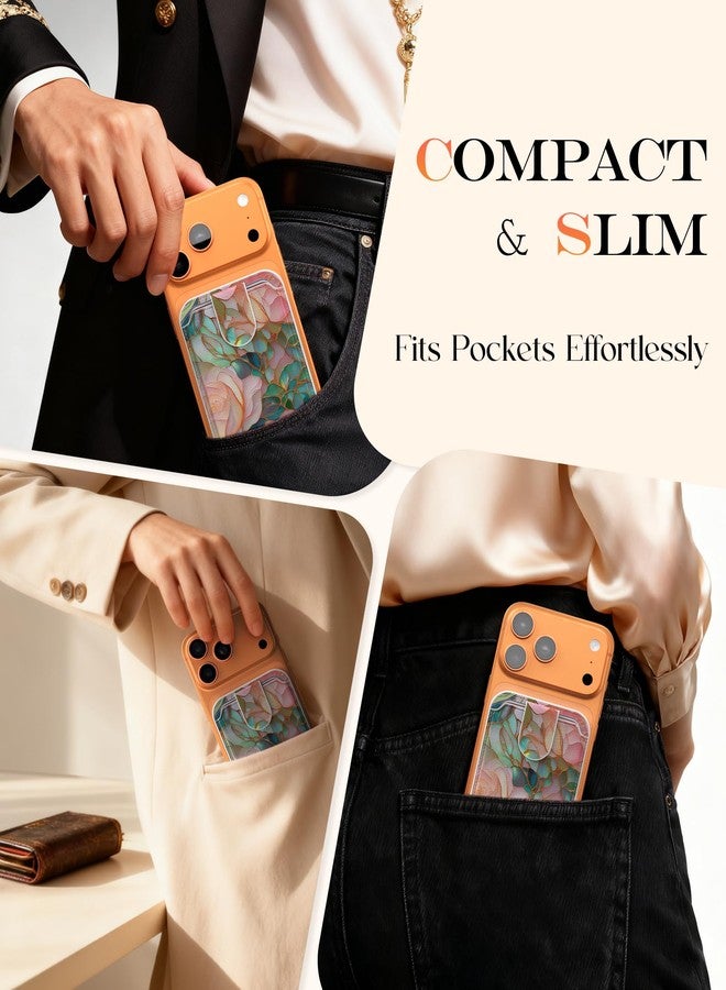 DEENAKIN for MagSafe Wallet,3 Card Holder With RFID Blocking, Slim Magnetic Wallet for iPhone 17/16/15/14/13/12/11 Series with Cute Trendy Floral Designs for Women/Girls, Blooming Pink Rose - Image 5